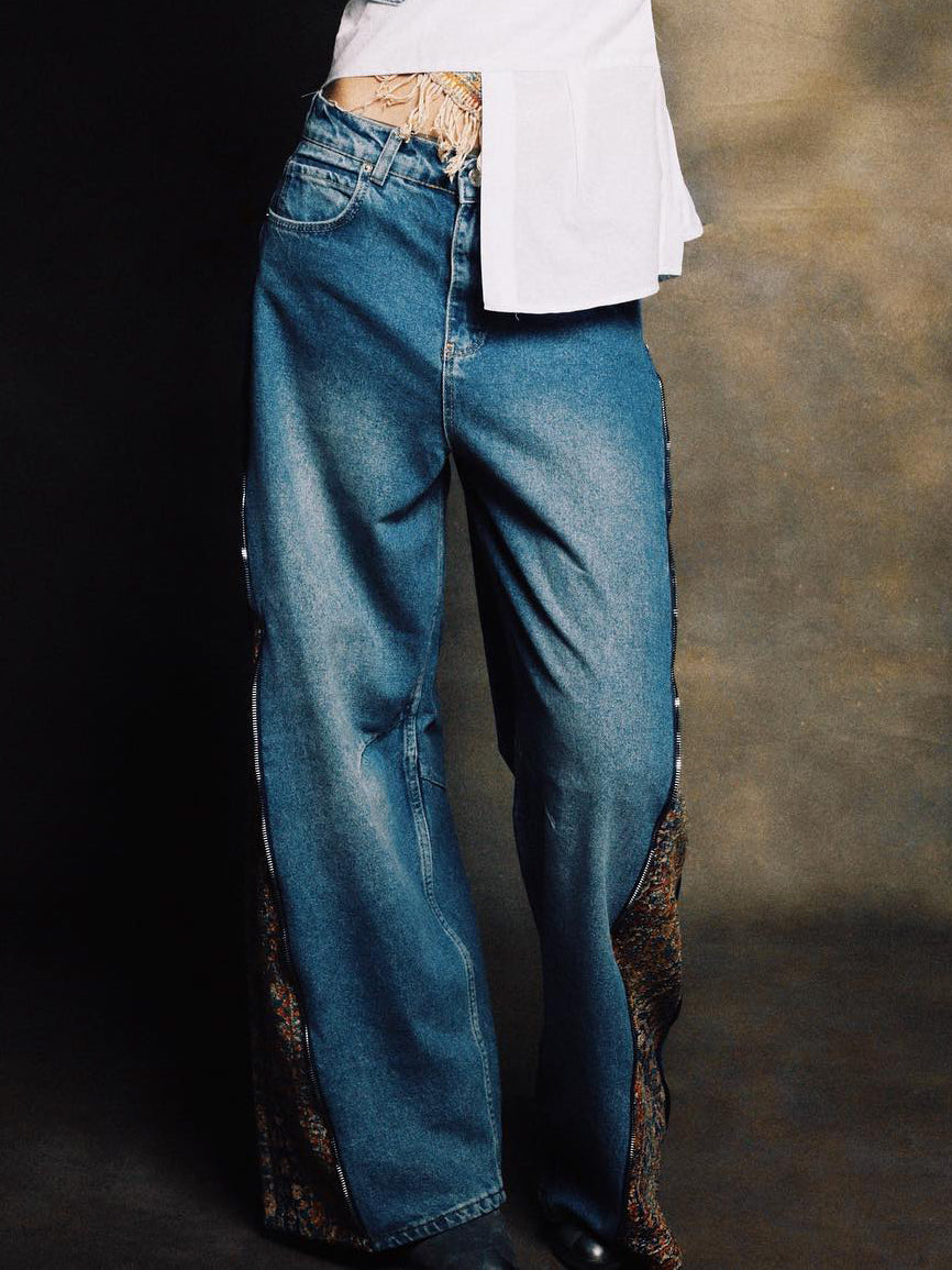 Jeans vintage à fermeture éclair